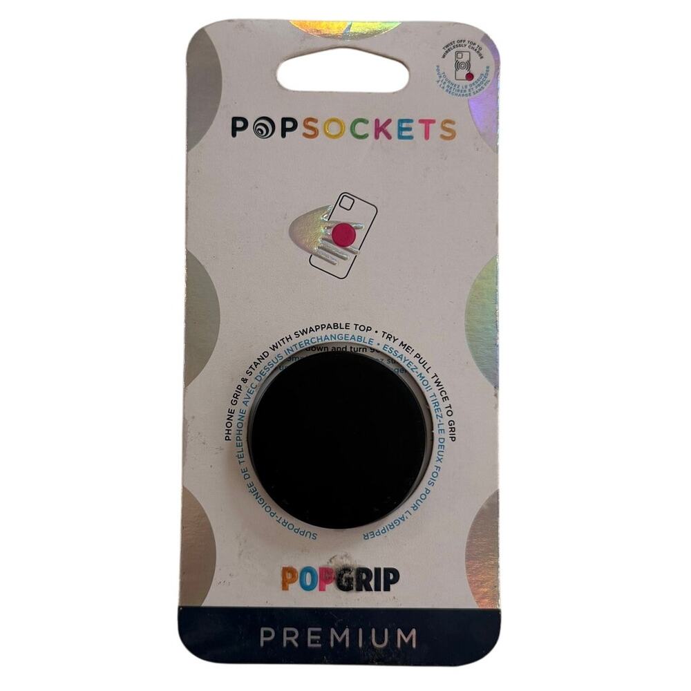 PopSockets Popgrip Cell Phone Grip & Stand Solid Black NEW